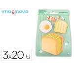 Bloc notas adhesivas imaginovo foodies sandwich 60 hojas tamaños surtidos