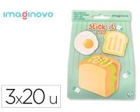 Bloc notas adhesivas imaginovo foodies sandwich 20 hojas tamaños surtidos