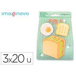 Bloc notas adhesivas imaginovo foodies sandwich 60 hojas tamaños surtidos