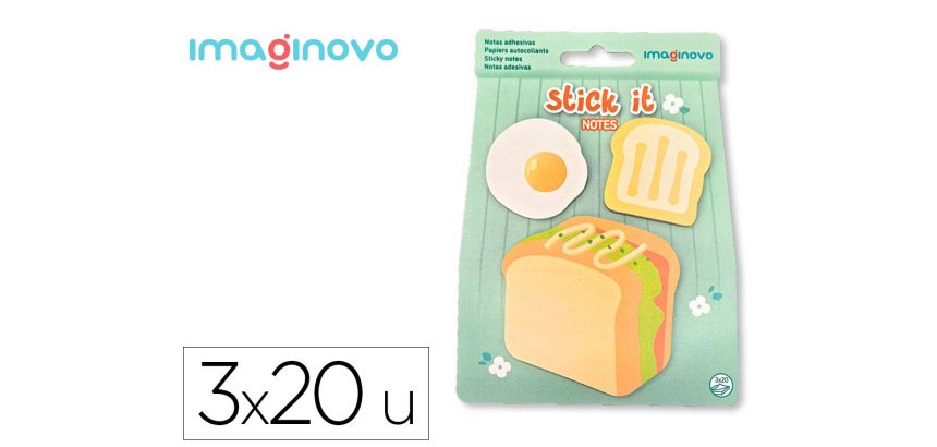 Bloc notas adhesivas imaginovo foodies sandwich 60 hojas tamaños surtidos