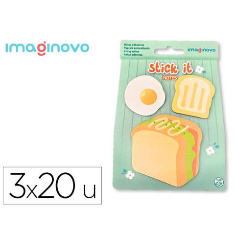 Bloc notas adhesivas imaginovo foodies sandwich 60 hojas tamaños surtidos