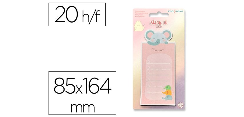 Bloc notas adhesivas imaginovo letter con mensaje trasero elefante 20 hojas 85x164 mm