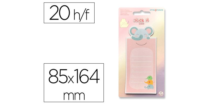 Bloc notas adhesivas imaginovo letter con mensaje trasero elefante 20 hojas 85x164 mm