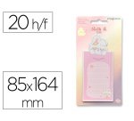 Bloc notas adhesivas imaginovo letter con mensaje trasero conejito rosa 20 hojas 85x164 mm