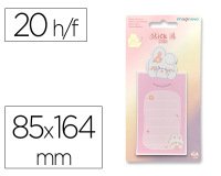Bloc notas adhesivas imaginovo letter con mensaje trasero conejito rosa 20 hojas 85x164 mm
