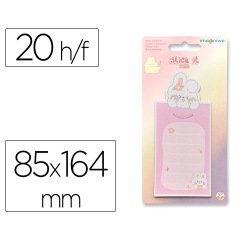 Bloc notas adhesivas imaginovo letter con mensaje trasero conejito rosa 20 hojas 85x164 mm