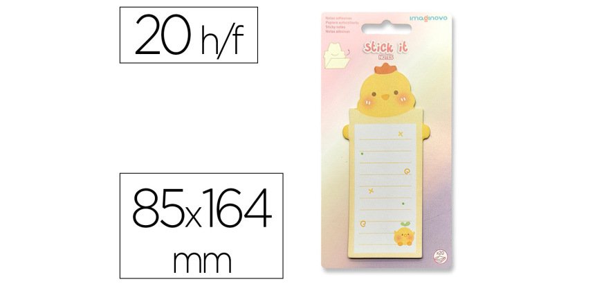Bloc notas adhesivas imaginovo letter con mensaje trasero pollito 20 hojas 85x164 mm