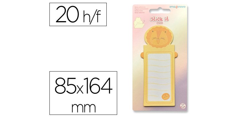 Bloc notas adhesivas imaginovo letter con mensaje trasero leon 20 hojas 85x164 mm