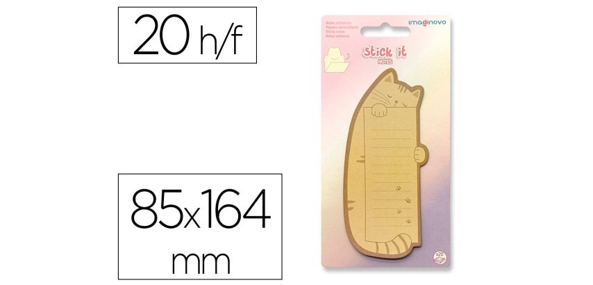 Bloc notas adhesivas imaginovo letter con mensaje trasero gato 20 hojas 85x164 mm
