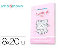 Notas adhesivas imaginovo stick it! notebook 20 notas adhesivas gatito tamaños surtidos