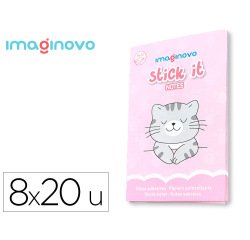 Notas adhesivas imaginovo stick it! notebook 20 notas adhesivas gatito tamaños surtidos