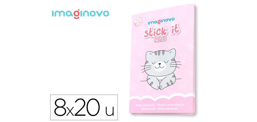 Notas adhesivas imaginovo stick it! notebook 20 notas adhesivas gatito tamaños surtidos