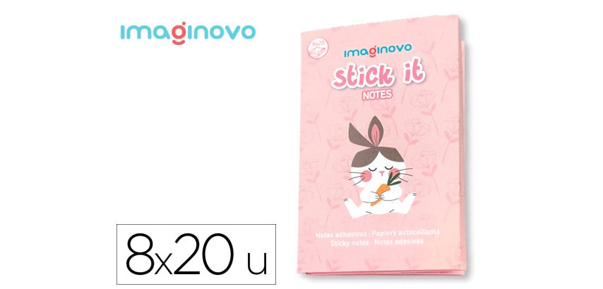 Notas adhesivas imaginovo stick it! notebook 160 notas adhesivas conejito tamaños surtidos