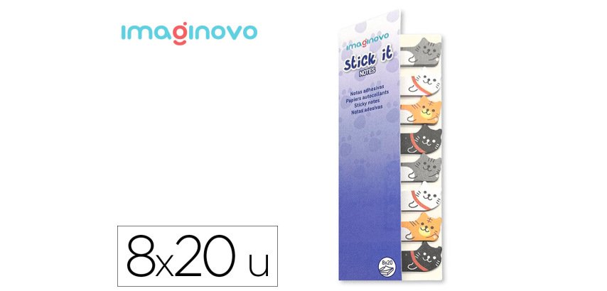 Bloc notas adhesivas imaginovo marcapaginas gato 160 hojas 8x15x48 mm