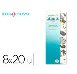 Bloc notas adhesivas imaginovo marcapaginas pingüin0 160 hojas 8x15x48 mm
