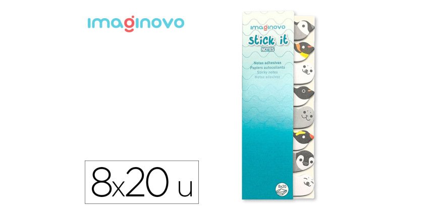 Bloc notas adhesivas imaginovo marcapaginas pingüin0 160 hojas 8x15x48 mm