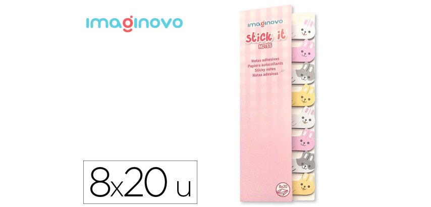 Bloc notas adhesivas imaginovo marcapaginas conejo 160 hojas 8x15x48 mm