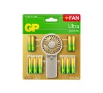 Pila gp ultra alcalina blister de 12 unidades aa + 12 unidades aaa + ventilador de mano