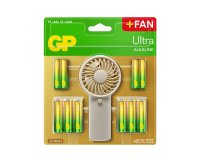 Pila gp ultra alcalina blister de 12 unidades aa + 12 unidades aaa + ventilador de mano