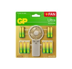 Pila gp ultra alcalina blister de 12 unidades aa + 12 unidades aaa + ventilador de mano