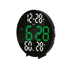 Reloj q-connect digital de pared digital con alarma redondo 27 cm