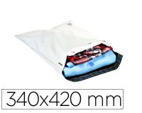 Sobre q-connect de plastico bolsa para envios 100% recicladas con autocierre color blanco 340x420 mm