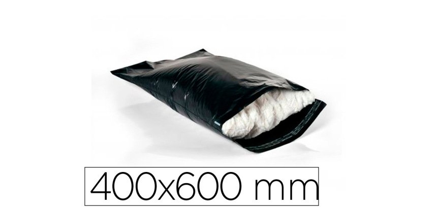 Sobre q-connect de plastico bolsa para envios 100% recicladas con autocierre color negro 400x600 mm