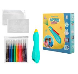 Aerografo infantil imaginovo recargable con usb contiene 30 plantillas y 12 rotuladores colores surtidos