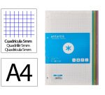 Recambio antartik a4 80 hojas 90 g cuadro 5 mm 4 taladros bandas de 5 colores pasteles