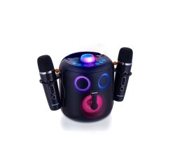 Altavoz daewoo karaoke 15w bluetooth luces led radio fm 2 microfonos inalambricos color negro