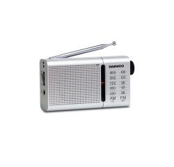 Radio portatil daewoo am/fm antena telescopica auriculares incluidos jack 3.5 mm color plata