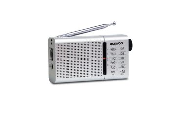Radio portatil daewoo am/fm antena telescopica auriculares incluidos jack 3.5 mm color plata
