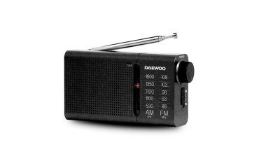 Radio portatil daewoo am/fm antena telescopica auriculares incluidos jack 3.5 mm color negro