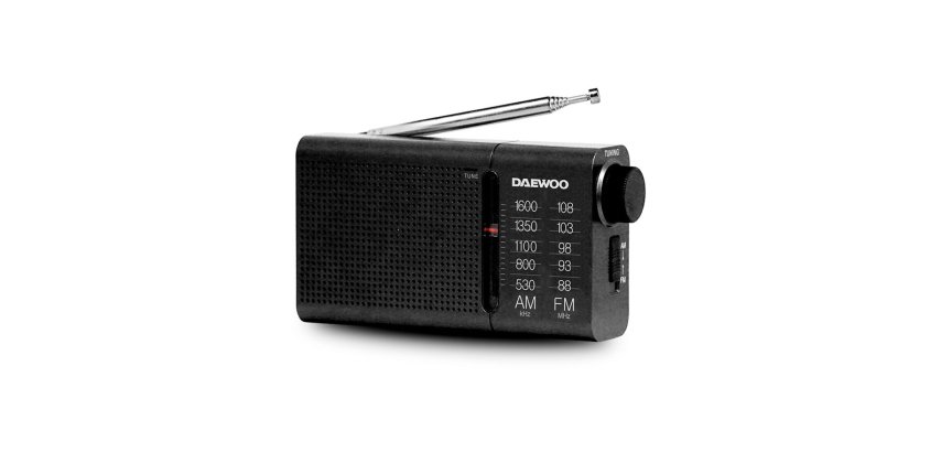 Radio portatil daewoo am/fm antena telescopica auriculares incluidos jack 3.5 mm color negro