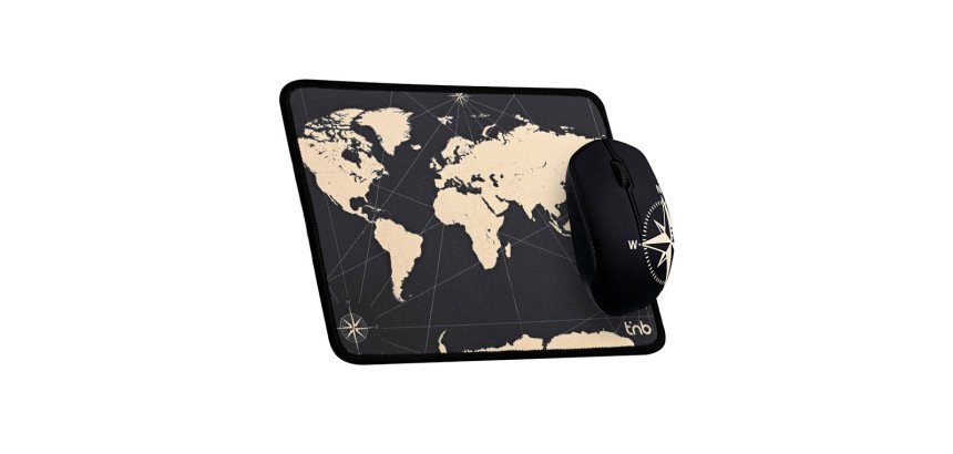 Alfombrilla de raton + raton inalambrico tnb travel optico 1600 dpi