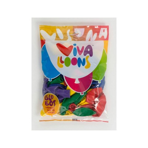 Globo 100% latex biodegradable vivalloons bolsa de 50 unidades colores surtidos