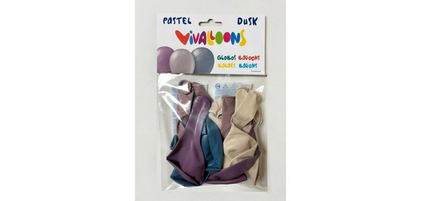 Globo 100% latex biodegradable vivalloons pastel dusk colores surtidos bolsa de 12 unidades colores