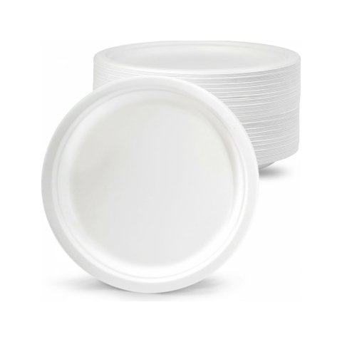 Plato de fibra bio 18 cm diametro paquete de 50 unidades