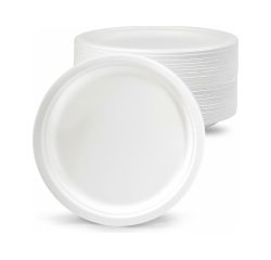 Plato de fibra bio 22 cm diametro paquete de 50 unidades