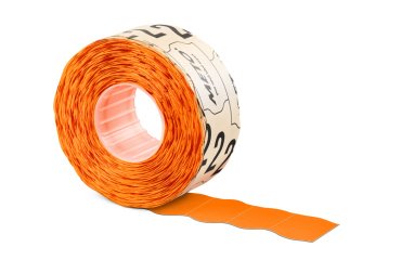 Etiquetas meto naranja fluor 32x19 mm troqueladas adhesivo permanente rollo de 1000 unidades