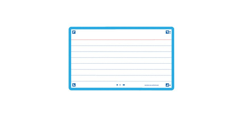 Ficha de revision oxford flashcards 2.0 75x125 mm 250 g rayado horizontal color turquesa paquete de 30