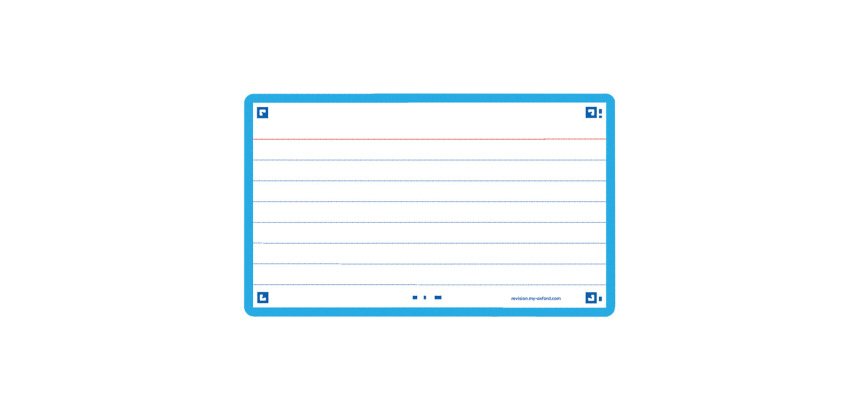 Ficha de revision oxford flashcards 2.0 75x125 mm 250 g rayado horizontal color turquesa paquete de 30