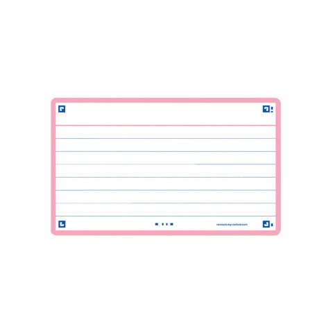 Ficha de revision oxford flashcards 2.0 75x125 mm 250 g rayado horizontal color rosa paquete de 30 unidades