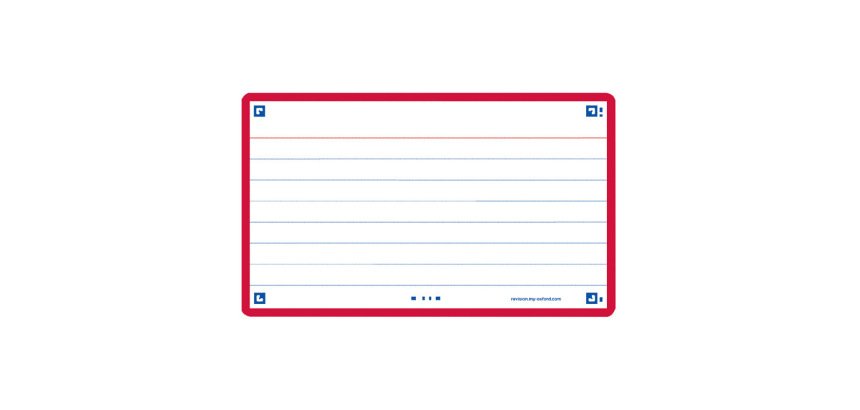 Ficha de revision oxford flashcards 2.0 75x125 mm 250 g rayado horizontal color rojo paquete de 30 unidades