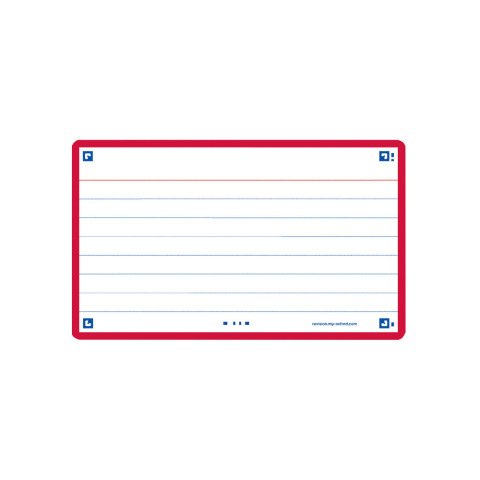 Ficha de revision oxford flashcards 2.0 75x125 mm 250 g rayado horizontal color rojo paquete de 30 unidades
