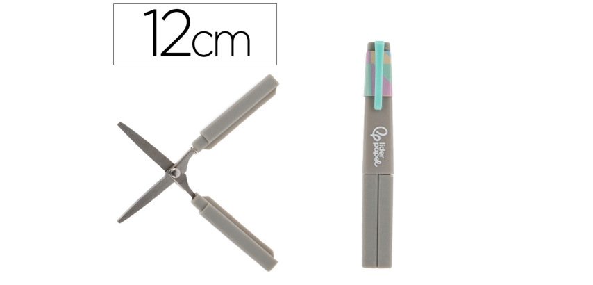 Tijera liderpapel plegable 12 cm con funda y clip colores surtidos