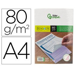 Papel autocopiativo liderpapel a4 prealzado duplicado blanco y rosa 80 g 500 hojas (250 juegos)
