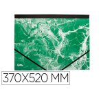 Carpeta dibujo liderpapel b3 carton forrado verde marmoleado extensible 30 mm 370x520 mm