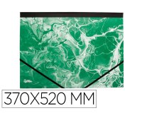 Carpeta dibujo liderpapel b3 carton forrado verde marmoleado extensible 30 mm 370x520 mm