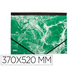 Carpeta dibujo liderpapel b3 carton forrado verde marmoleado extensible 30 mm 370x520 mm